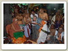 His Holiness conferring the Asthana Vidwan Title on a senior artist